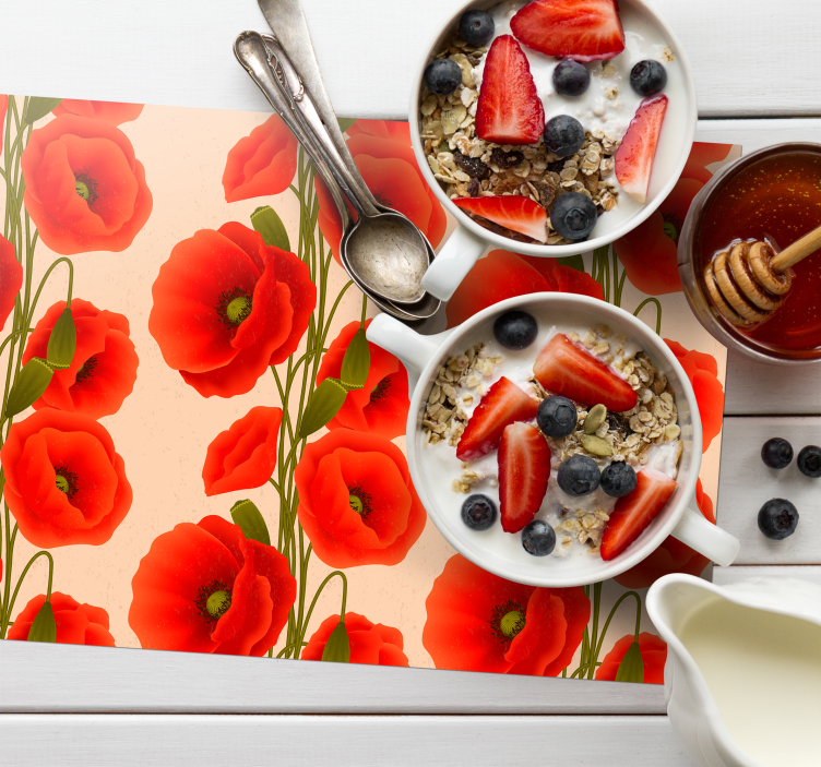 Poppies Pattern Floral Placemat - TenStickers