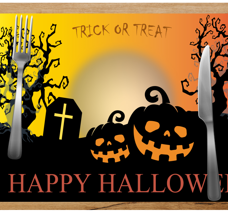 Pumpkin graveyard Halloween placemats - TenStickers