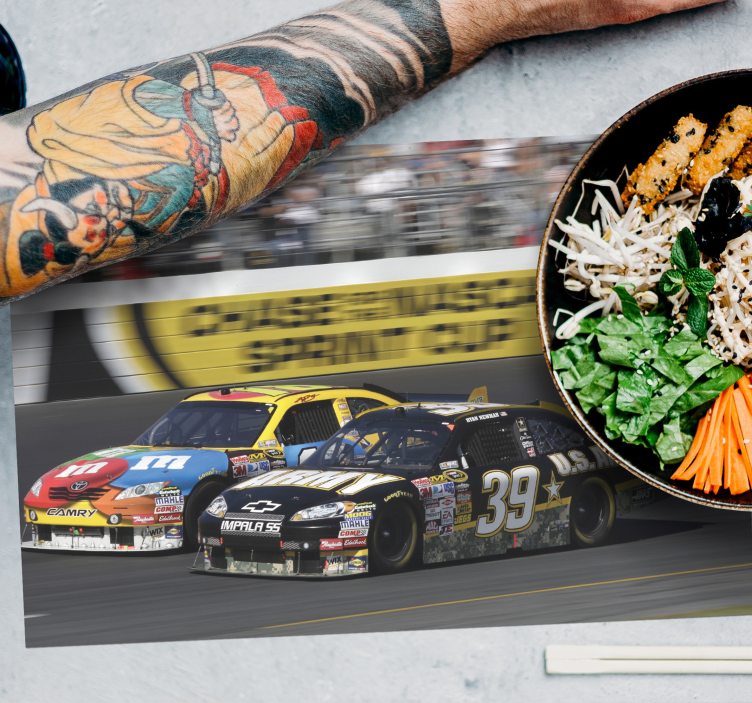 Racing car action placemat for home - TenStickers