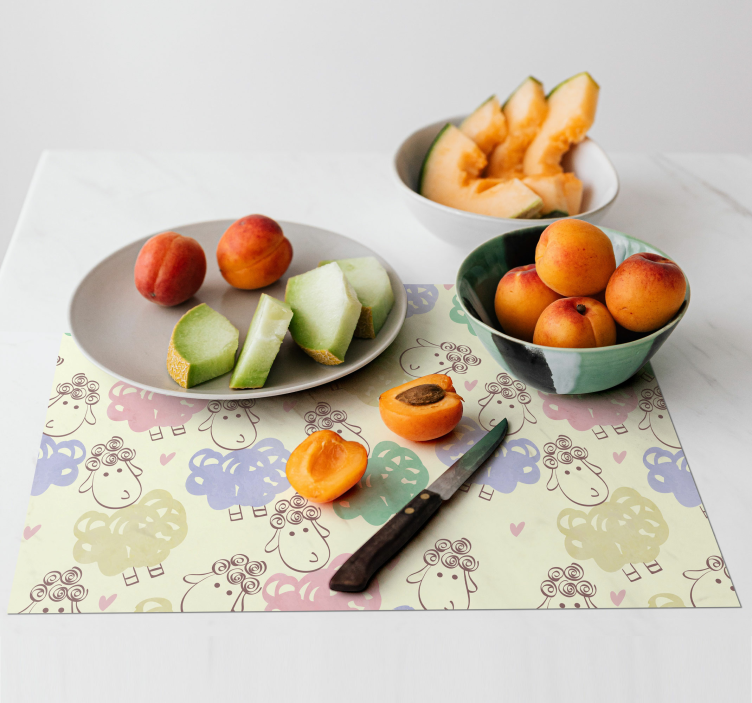 Sheep doodle pattern kids placemat - TenStickers