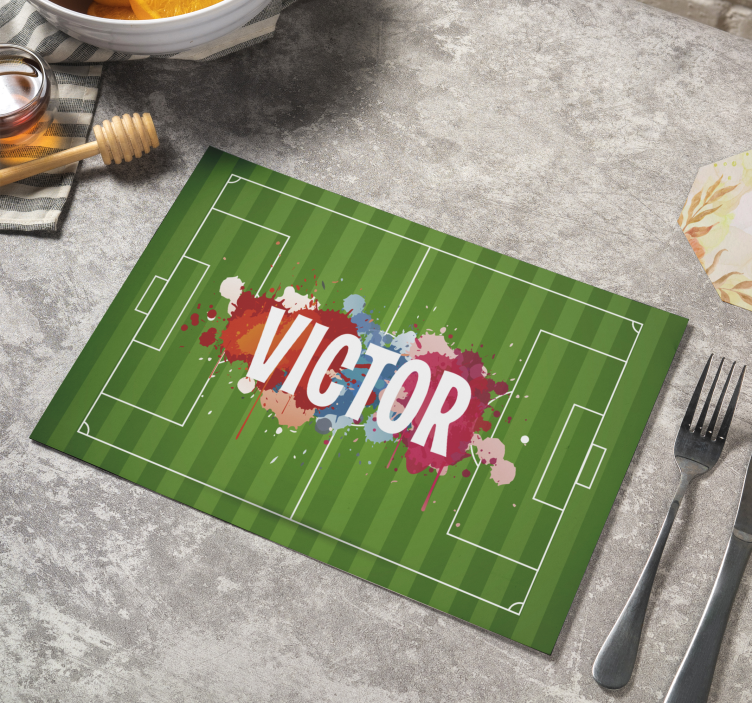 Soccer pitch with name Personalised placemats - TenStickers