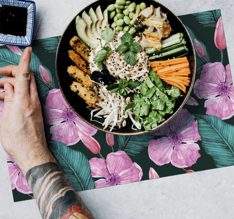 Tropical floral motif placemat - TenStickers