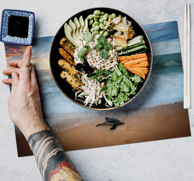 Turtle on beach placemat for home - TenStickers