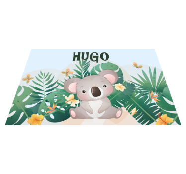 Cute koala for boy with name kids table mat - TenStickers