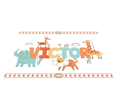 Children placemat animal name artwork - TenStickers