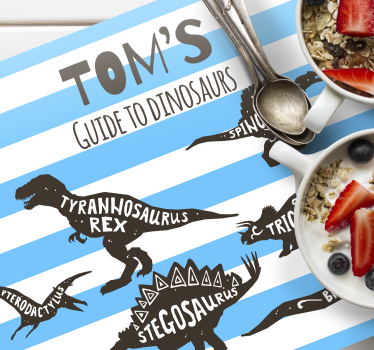 Dinosaurs with names personalised kids placemat - TenStickers