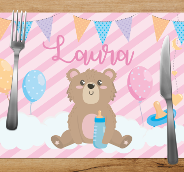 Children placemat cute bear balloon - TenStickers