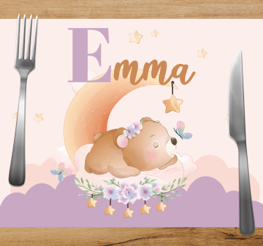 Children placemat sleeping bear with stars - TenStickers