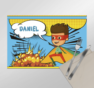 Comic super hero personalised tablemat - TenStickers
