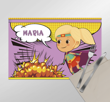 Custom comic superheroine tablemat - TenStickers