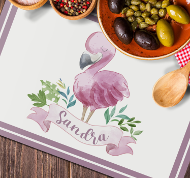 Customisable placemat flamingo with ribbon - TenStickers