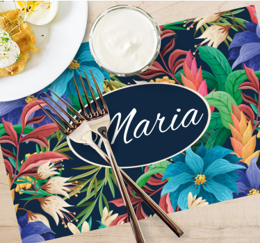 Customisable placemat floral personalized platter - TenStickers