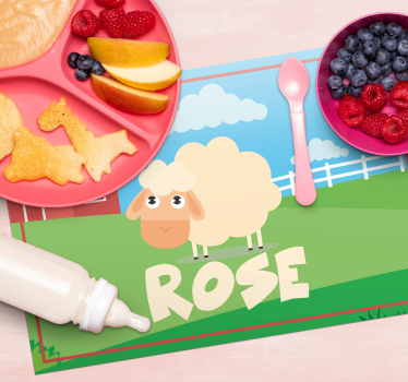 Kids personalised sheep personalised table mats - TenStickers