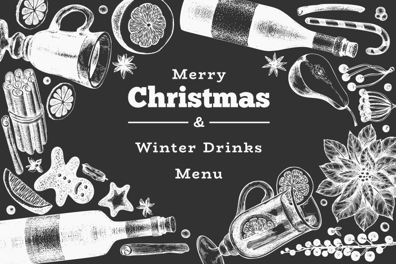 Christmas placemat with festive drink menu - TenStickers