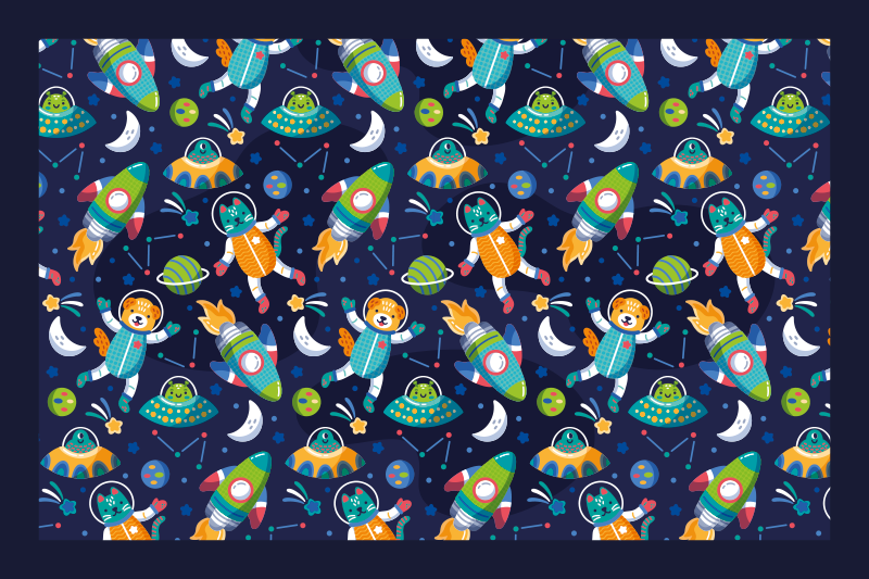 Children placemat colorful space adventure - TenStickers