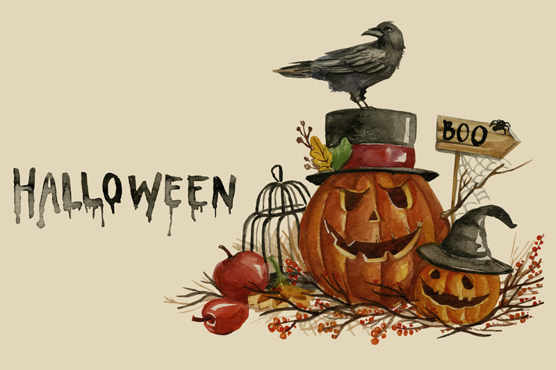 Halloween placemat festive pumpkin display - TenStickers
