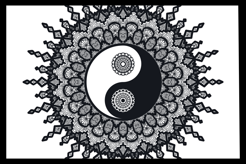 Placemat yin yang mandala design - TenStickers