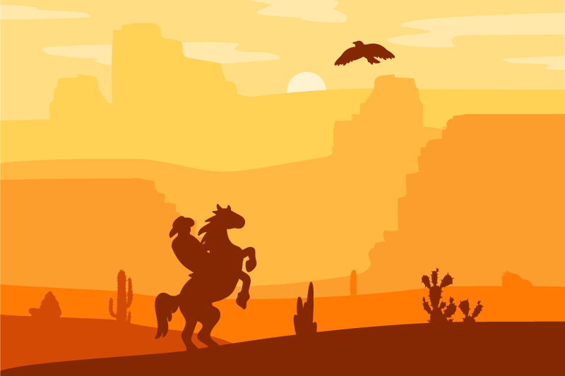 Original placemat silhouetted cowboy scene - TenStickers