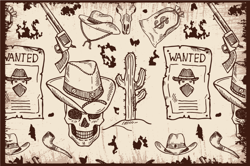 Original placemat with skull and cowboy design - TenStickers