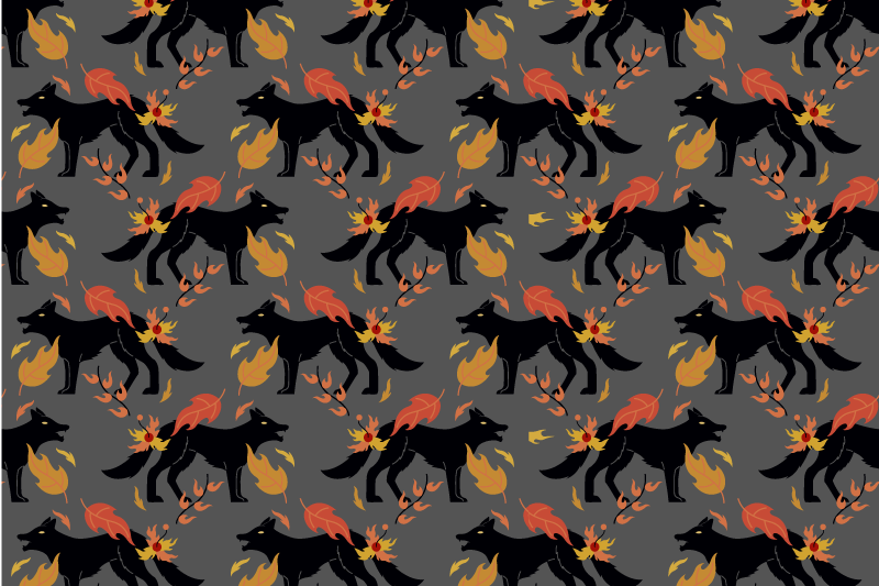 Halloween placemat foxes and flames - TenStickers