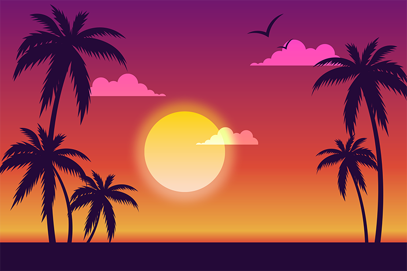 Modern placemat tropical sunset design - TenStickers