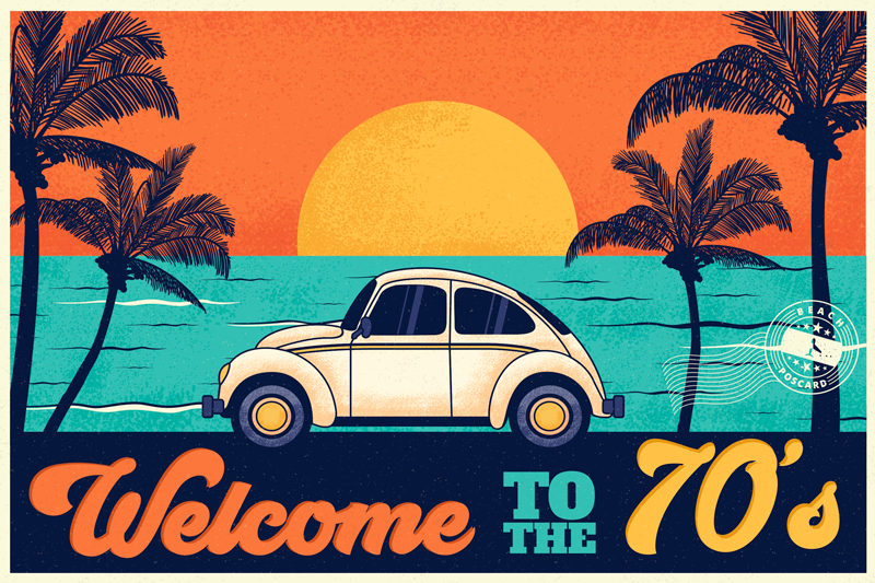 Elegant placemat retro 70s coastal vibes - TenStickers