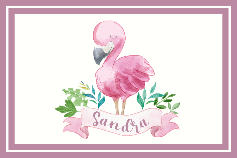 Customisable placemat flamingo with ribbon - TenStickers