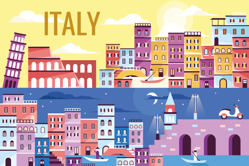 Customisable placemat vibrant italy cityscape - TenStickers