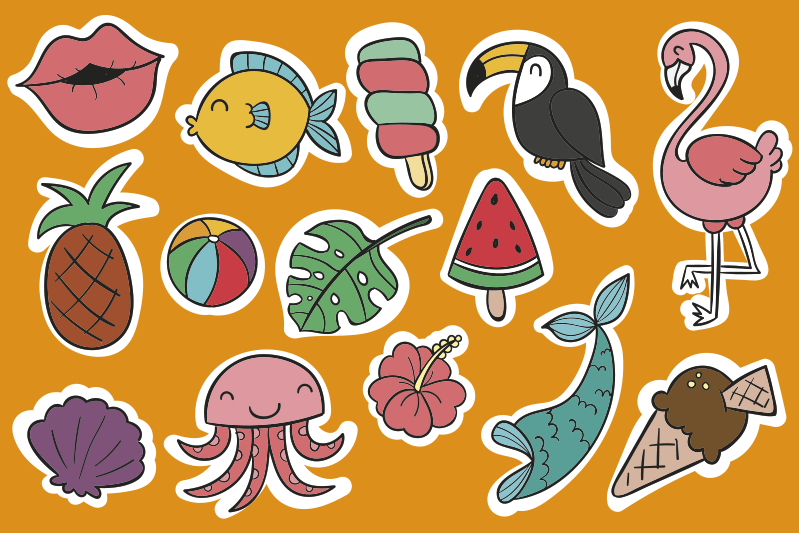 Children placemat with vibrant tropical designs - TenStickers