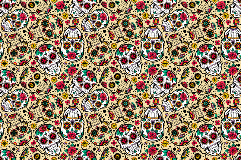 Halloween placemat with colorful skull design - TenStickers