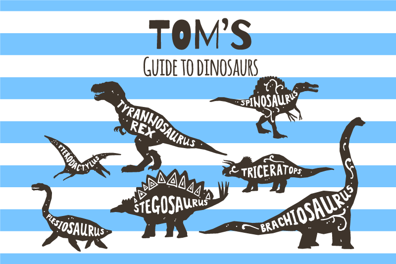 Dinosaurs with names personalised kids placemat - TenStickers