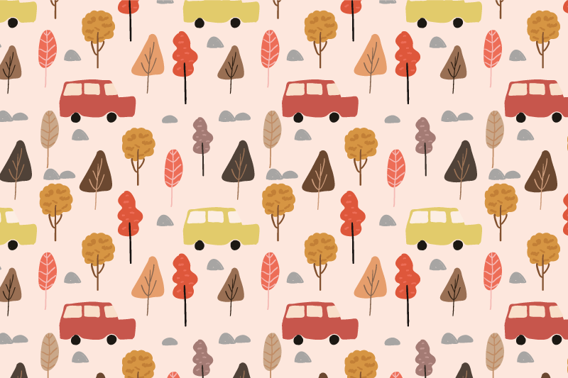 Children placemat colorful car trees - TenStickers