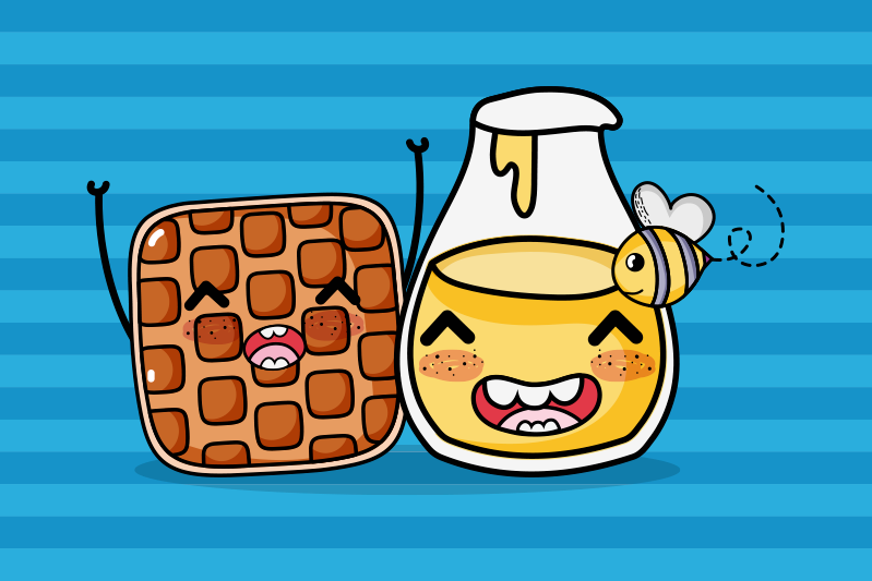 Cute waffle and honey children placemat - TenStickers