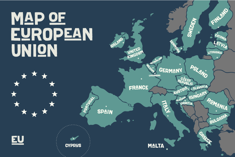 Placemat with quote map of the european union - TenStickers