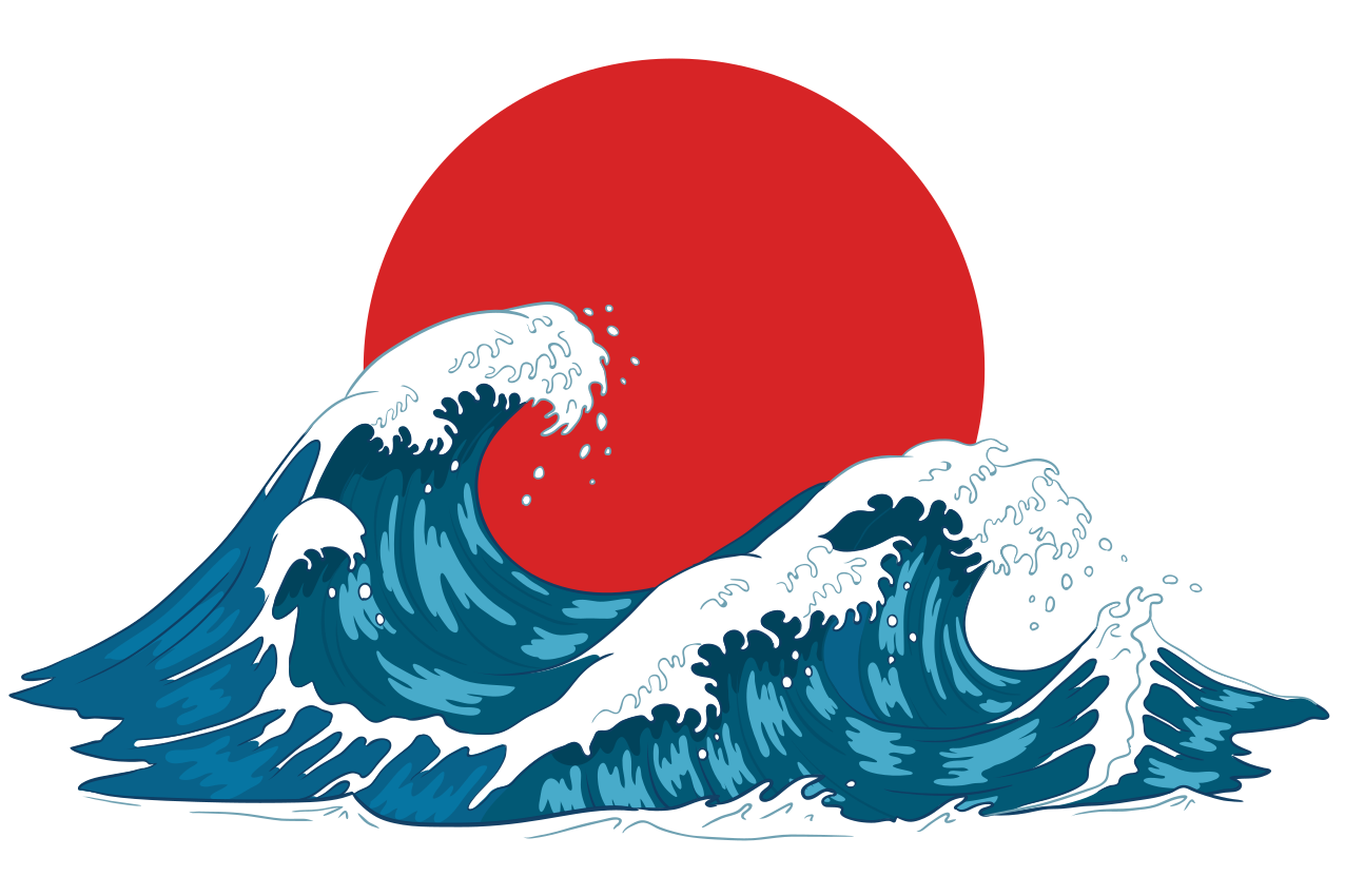 Original placemat waves and rising sun - TenStickers