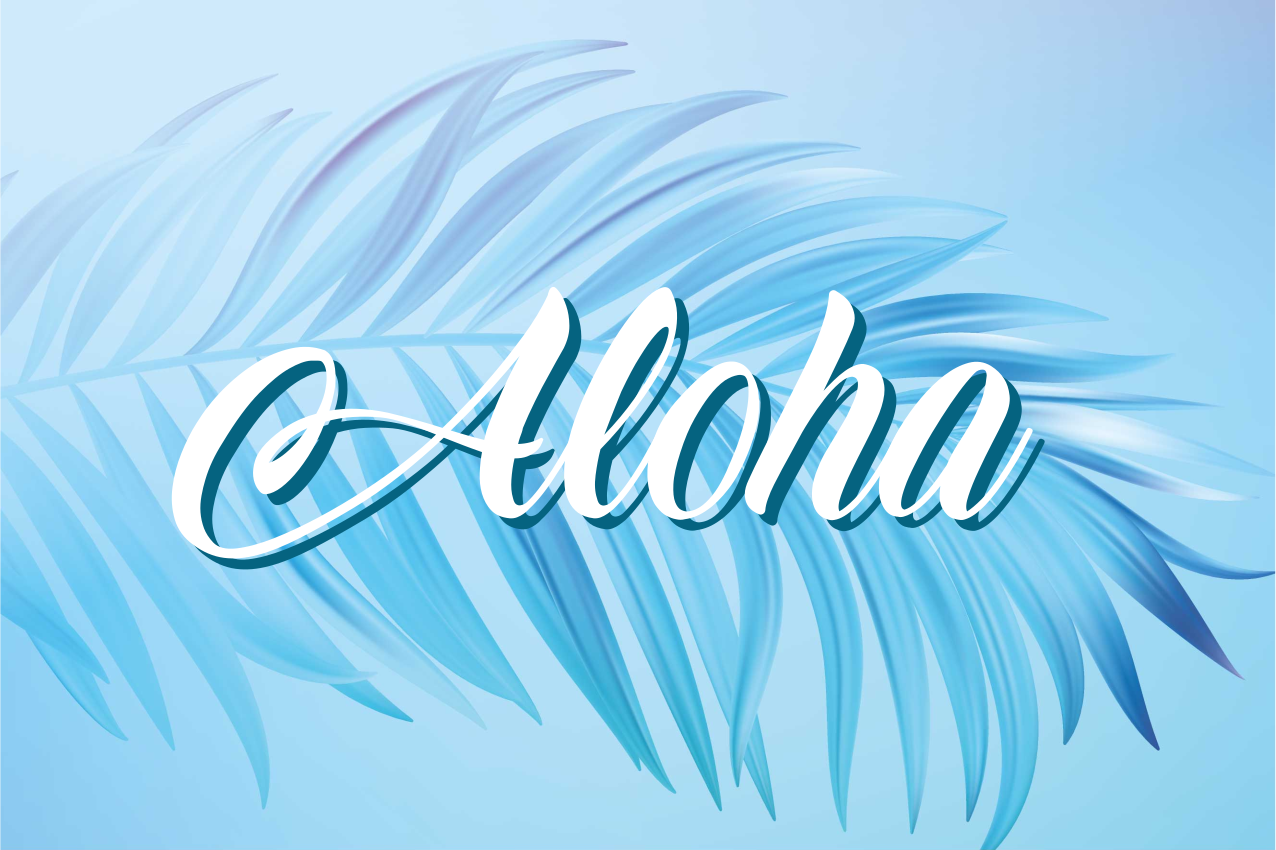 Placemat with quote aloha palm leaves - TenStickers
