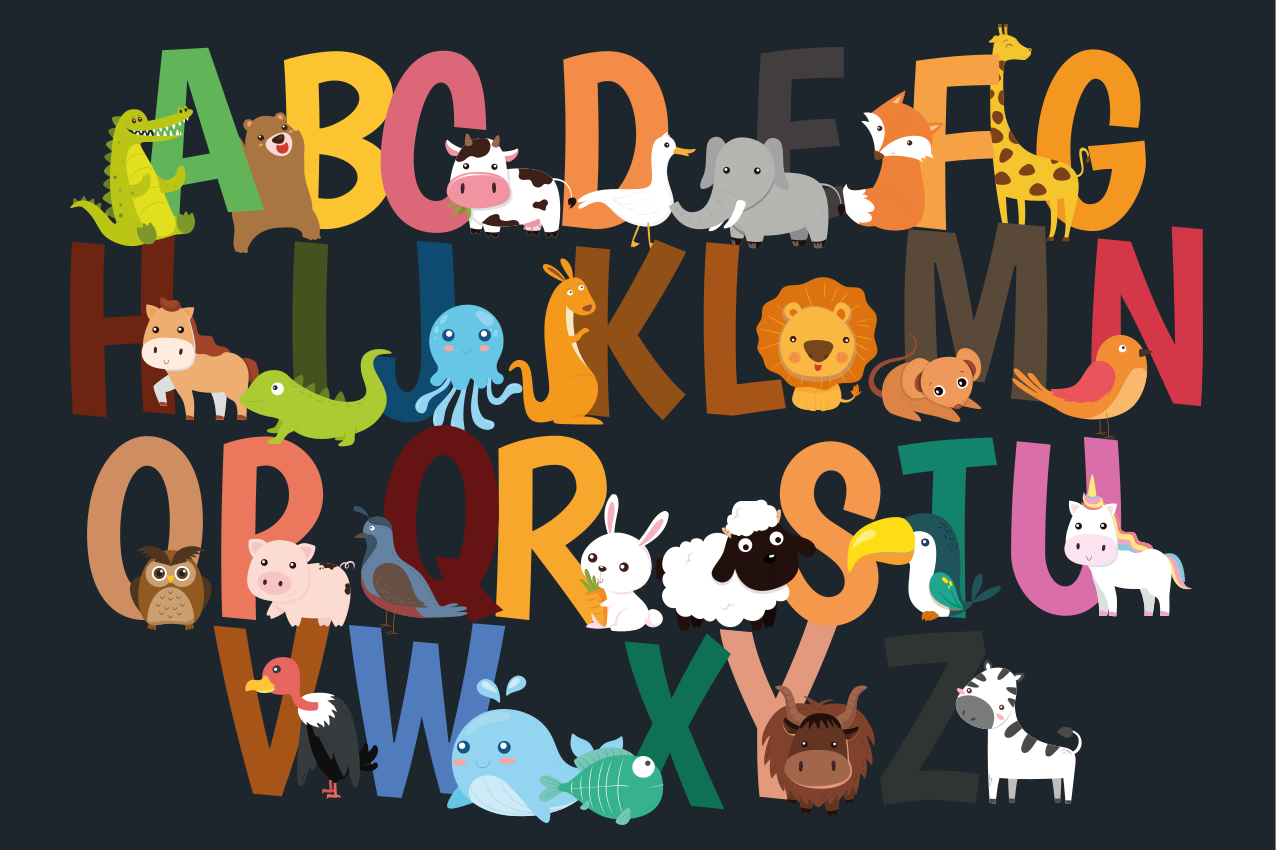 Children placemat with alphabet animal characters - TenStickers