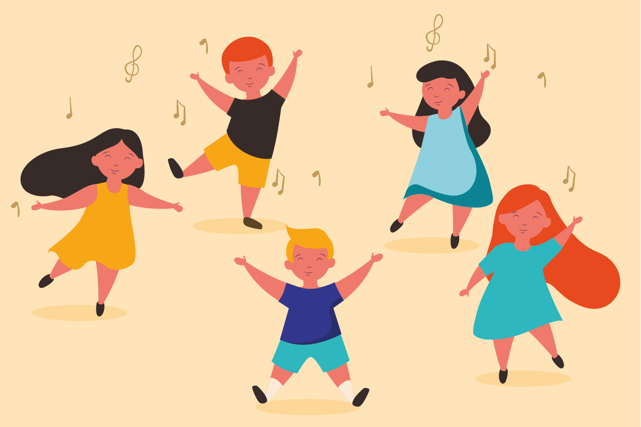 Children placemat joyful dancing kids - TenStickers