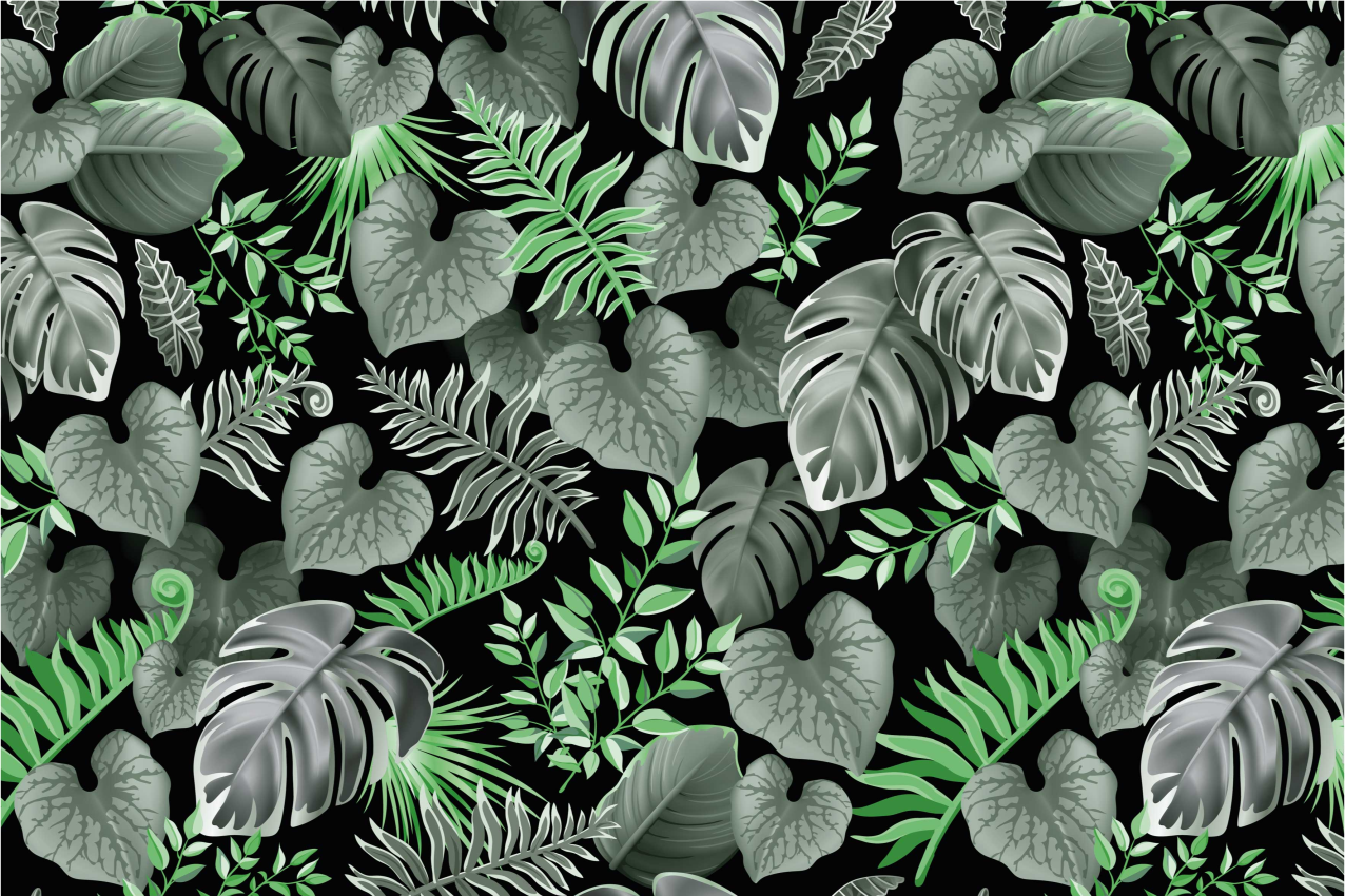 Green leaf patterns placemat - TenStickers