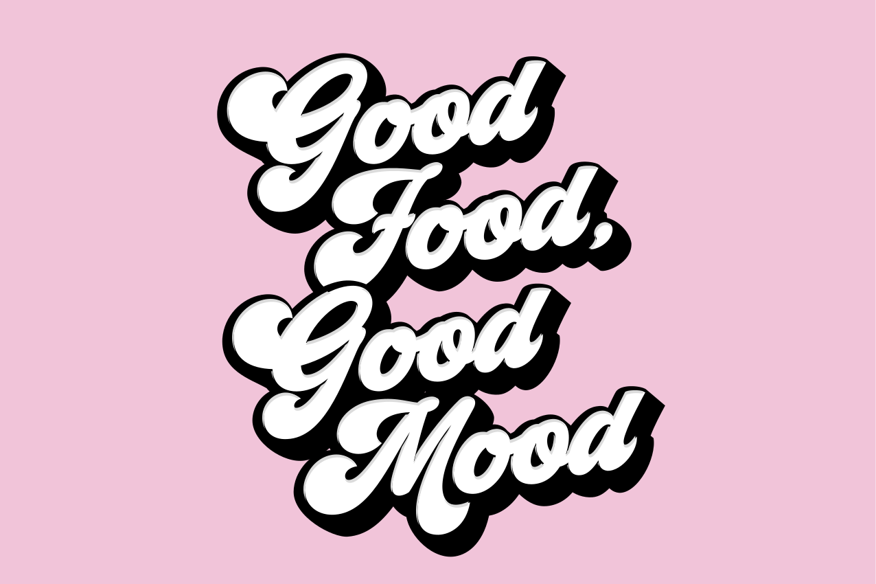 Placemat with quote: good food is good mood - TenStickers