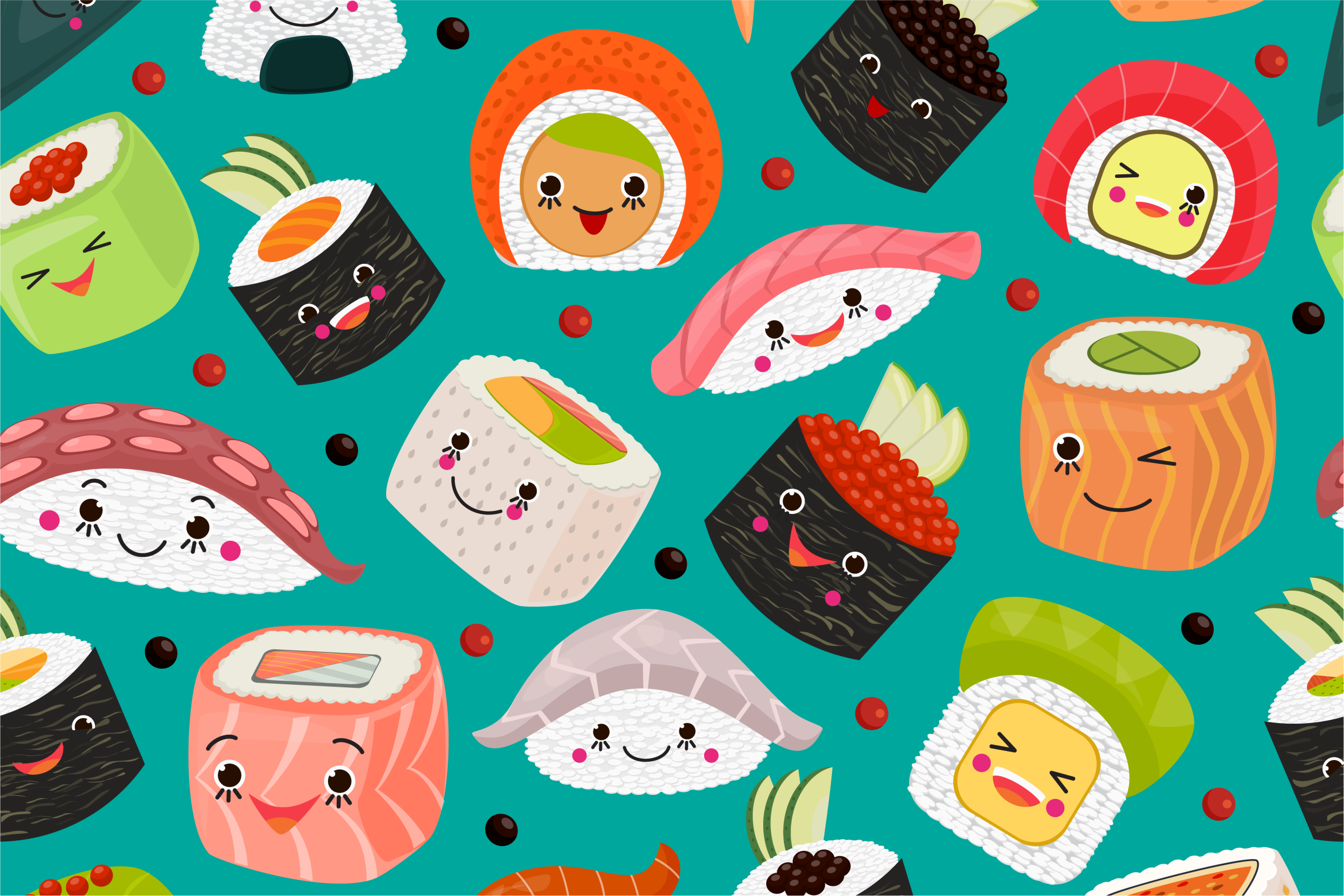 Children placemat cute sushi characters - TenStickers