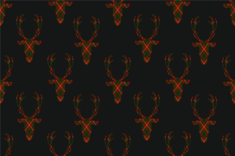 Christmas placemat with plaid reindeer silhouettes - TenStickers