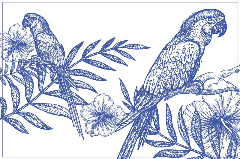 Original placemat elegant parrots design - TenStickers