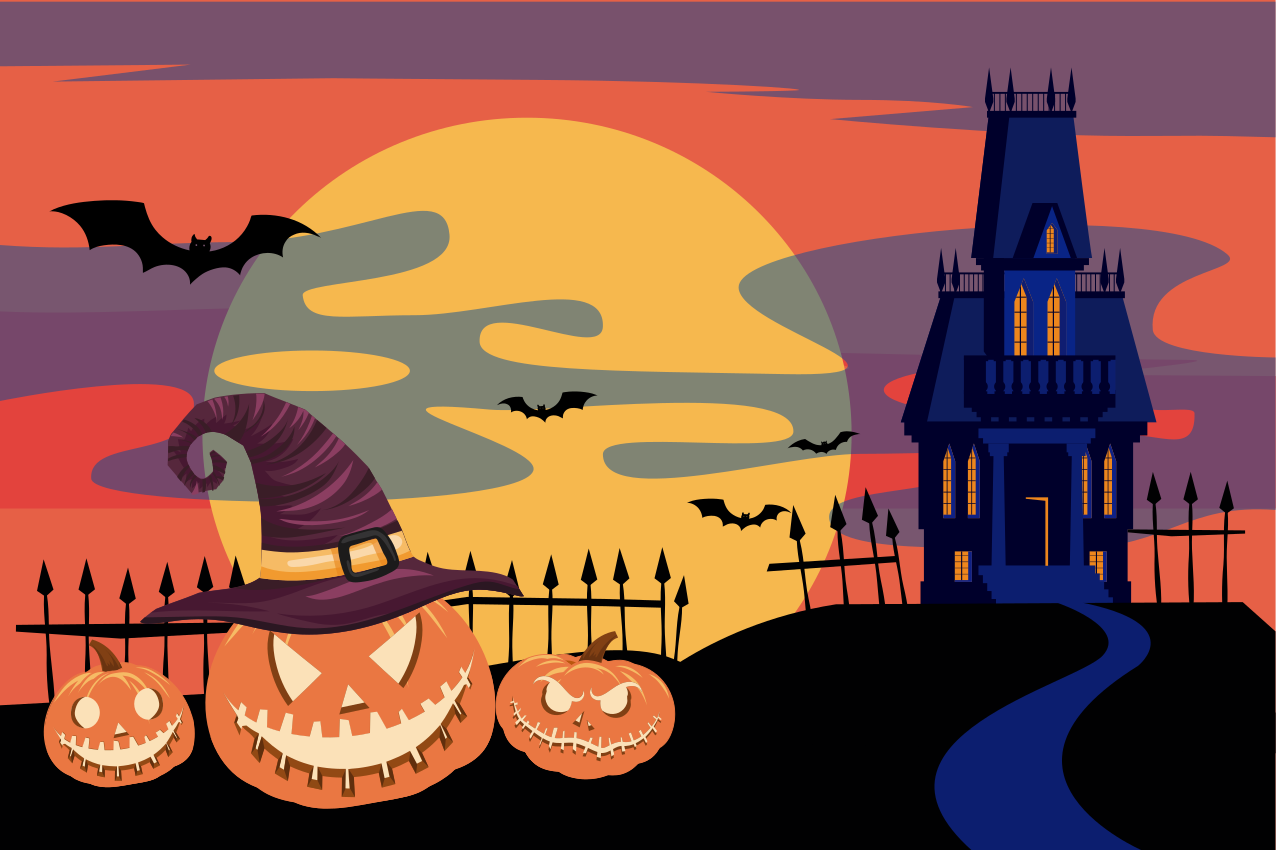 Halloween placemat pumpkin nightmare scene - TenStickers