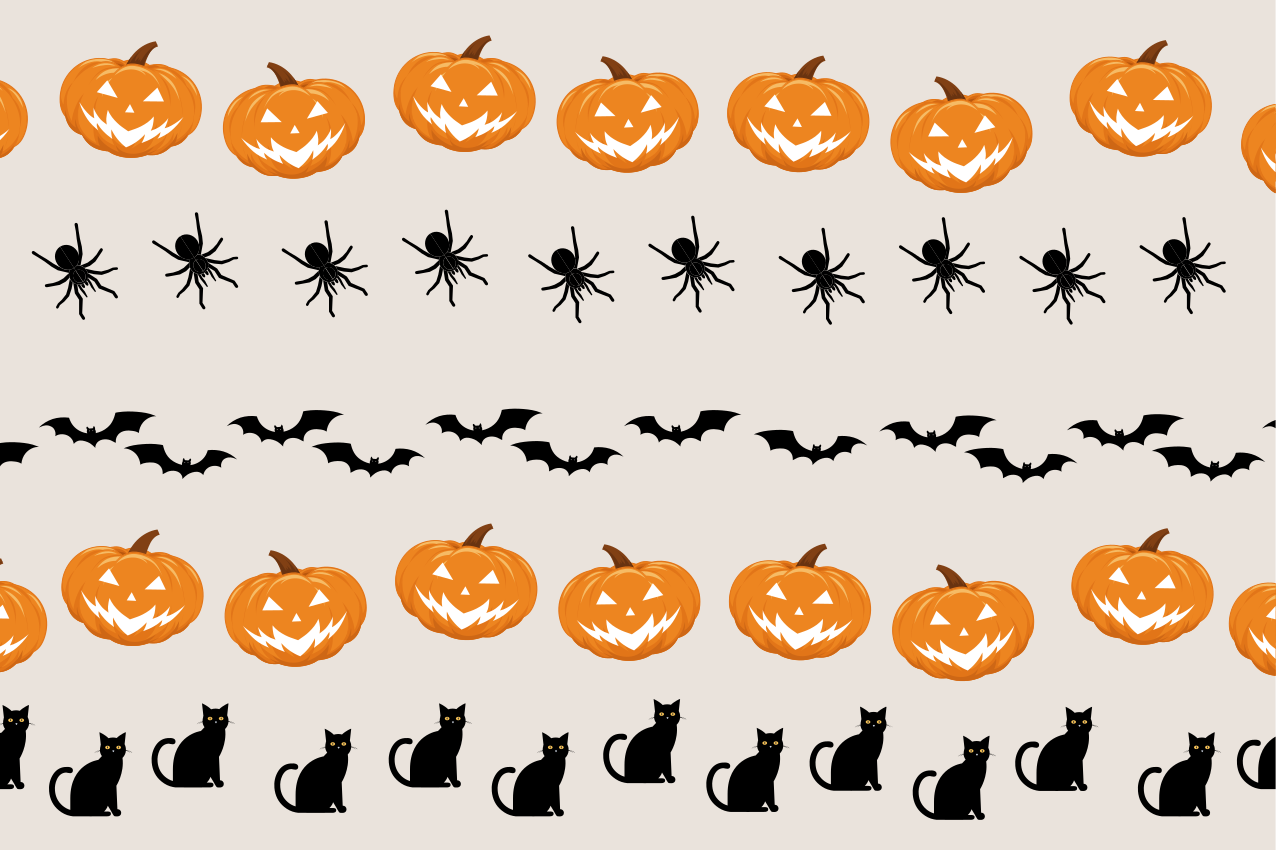 Halloween placemat pumpkin spider cat - TenStickers