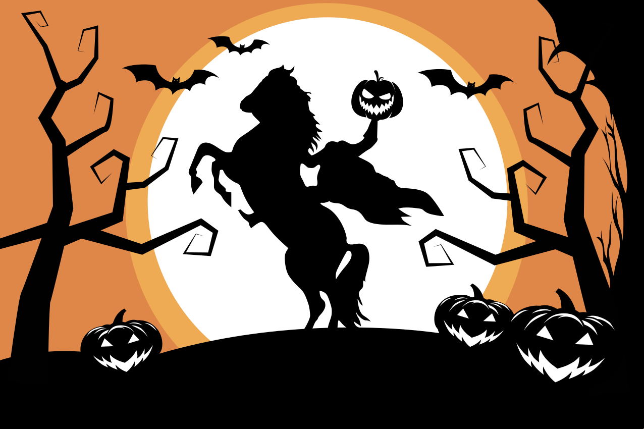 Halloween placemat with horse holding pumpkin - TenStickers