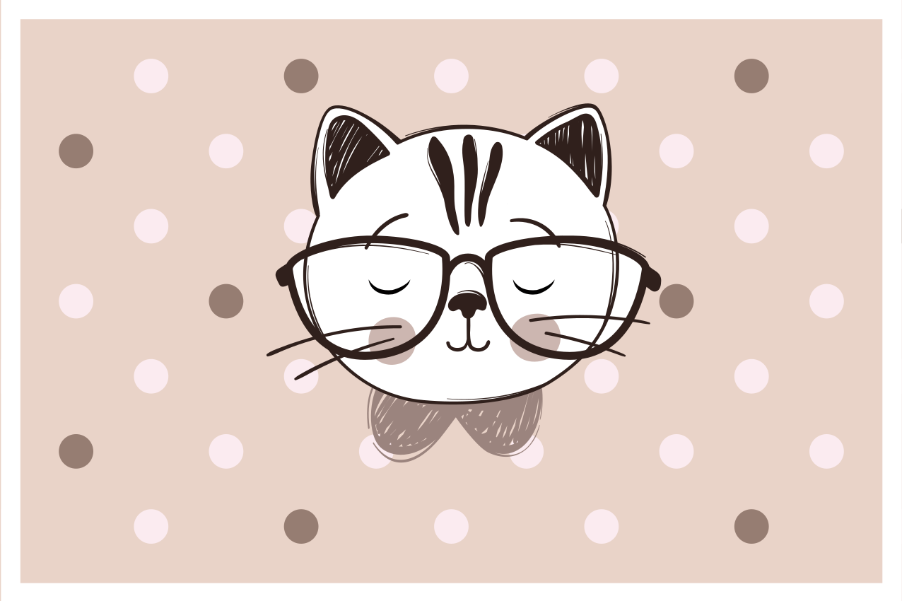 Children placemat cat with glasses - TenStickers