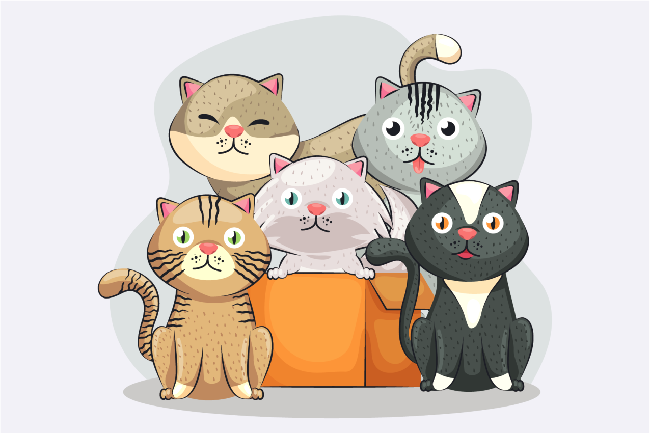 Children placemat cute cat faces - TenStickers