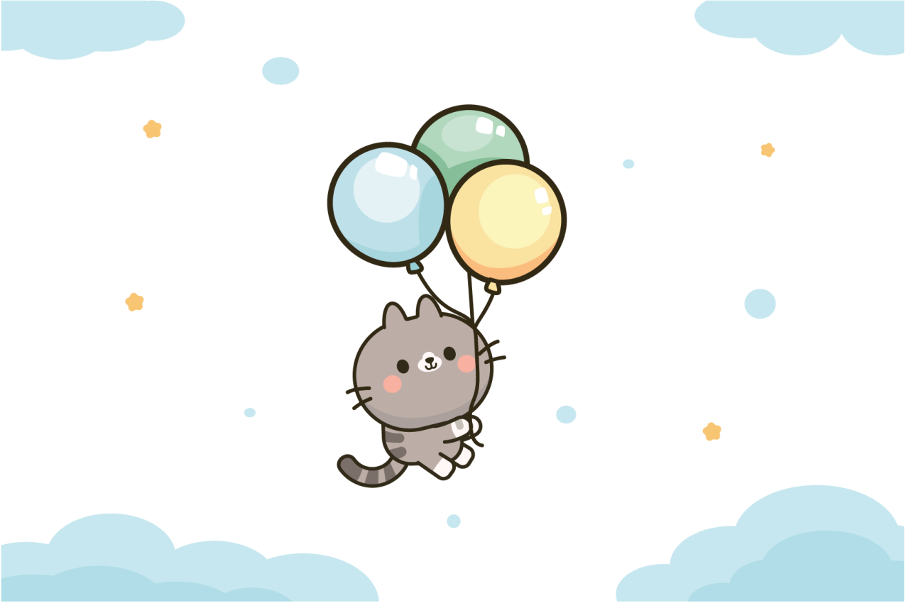 Children placemat cute cat balloons - TenStickers