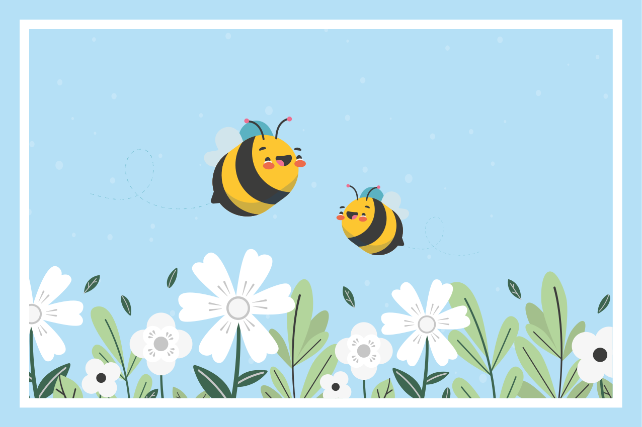 Children placemat cheerful bees in flight - TenStickers